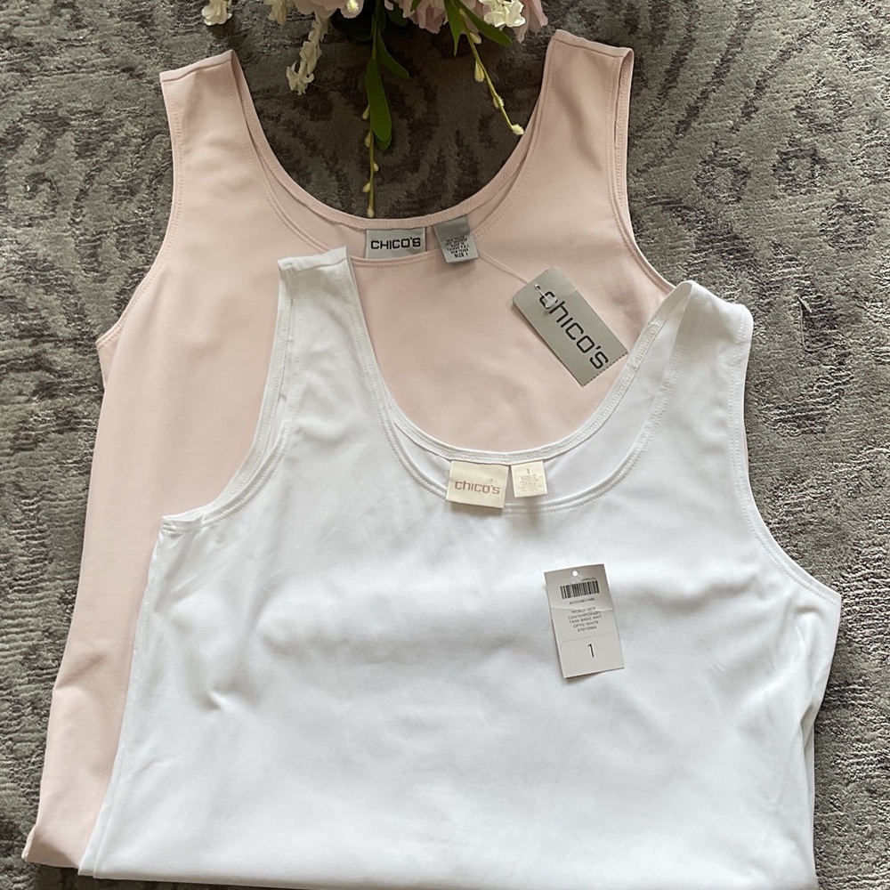 Chico's Soft Pink and Classic White Tank Tops